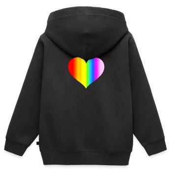 heart rainbow - Kids Premium Organic Zip-up Hoodie - black - Back - AI Model Kid Male (0cm)