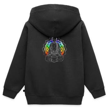 Buddha - Kinder Premium Organic Zip Hoodie - Schwarz - Hinten - AI Model Kid Male (0cm)