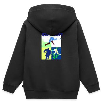 Eishockey, Hockey, Graffi, bunt, stencil - Kinder Premium Organic Zip Hoodie - Schwarz - Hinten - AI Model Kid Male (0cm)
