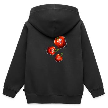 Habaneros,chilli, trio,habanero, Gesicht - Kinder Premium Organic Zip Hoodie - Schwarz - Hinten - AI Model Kid Male (0cm)