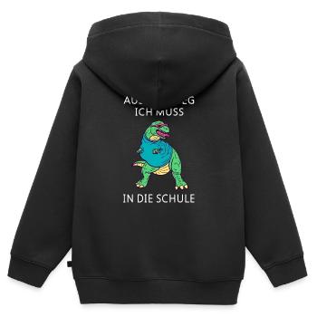 Kinder Einschulung Schulkind Dino T-Rex - Kinder Premium Organic Zip Hoodie - Schwarz - Hinten - AI Model Kid Male (0cm)