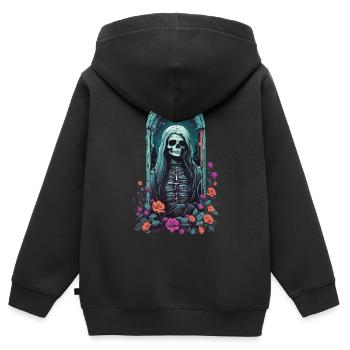 Gothic Pastel Skelett Lady Viktorianisch Halloween - Kinder Premium Organic Zip Hoodie - Schwarz - Hinten - AI Model Kid Male (0cm)