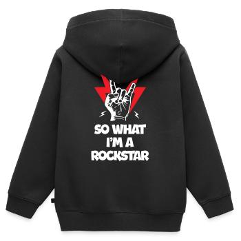 Alors ce que je suis Rockstars - Sweat Premium à capuche zippé enfant bio - noir - Dos - AI Model Kid Male (0cm)