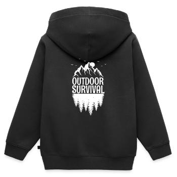 Survival Outdoor - Kids Premium Organic Zip-up Hoodie - black - Back - AI Model Kid Male (0cm)