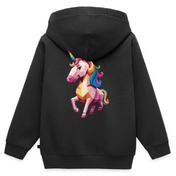 Colorful Geometric Unicorn Design - Kids Premium Organic Zip-up Hoodie - black - Back - AI Model Kid Male (0cm)