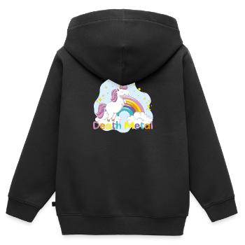 death metal licorne - Sweat Premium à capuche zippé enfant bio - noir - Dos - AI Model Kid Male (0cm)