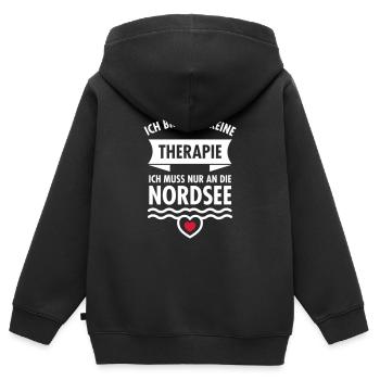 Therapie - Nordsee - Kinder Premium Organic Zip Hoodie - Schwarz - Hinten - AI Model Kid Male (0cm)