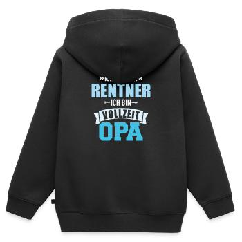 Rentner - Kinder Premium Organic Zip Hoodie - Schwarz - Hinten - AI Model Kid Male (0cm)