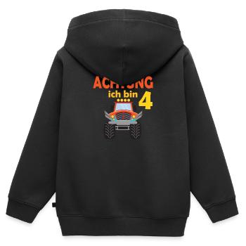4. Geburtstag Achtung ich bin 4 - Kinder Premium Organic Zip Hoodie - Schwarz - Hinten - AI Model Kid Male (0cm)