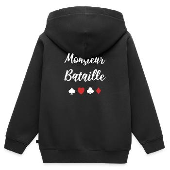 Bataille - Sweat Premium à capuche zippé enfant bio - noir - Dos - AI Model Kid Male (0cm)