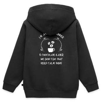 Café, expresso, café et chocolat - Sweat Premium à capuche zippé enfant bio - noir - Dos - AI Model Kid Male (0cm)