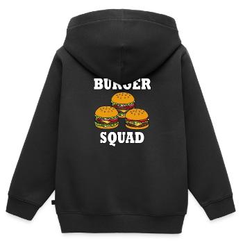 Dage ironique : Burger Squad Hamburgers - Sweat Premium à capuche zippé enfant bio - noir - Dos - AI Model Kid Male (0cm)