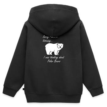 Réflexion sur l'aventure dans la nature et la - Sweat Premium à capuche zippé enfant bio - noir - Dos - AI Model Kid Male (0cm)