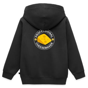 Fabrication de fromage Fromage Fromage Dagage - Sweat Premium à capuche zippé enfant bio - noir - Dos - AI Model Kid Male (0cm)