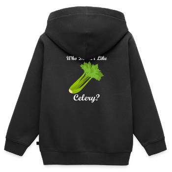 Alimentation saine : légumes, céleri, consommation - Sweat Premium à capuche zippé enfant bio - noir - Dos - AI Model Kid Male (0cm)