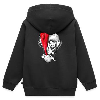 Père Noël Grand Dague Chiens de Noël Wilsigns - Sweat Premium à capuche zippé enfant bio - noir - Dos - AI Model Kid Male (0cm)