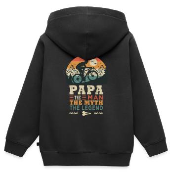 papa cycliste la légende vélo velo vélos - Sweat Premium à capuche zippé enfant bio - noir - Dos - AI Model Kid Male (0cm)