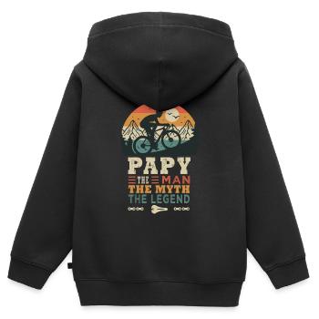 papy cycliste la fégende vélo velo vélos - Sweat Premium à capuche zippé enfant bio - noir - Dos - AI Model Kid Male (0cm)