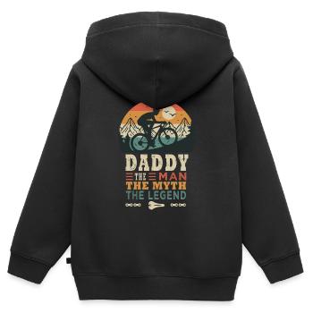 daddy cycliste la fégende vélo velo vélos - Sweat Premium à capuche zippé enfant bio - noir - Dos - AI Model Kid Male (0cm)