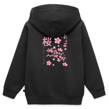sakura,kirschblüte,japan,blüten,kirschbaum - Kinder Premium Organic Zip Hoodie - Schwarz - Hinten - AI Model Kid Male (0cm)
