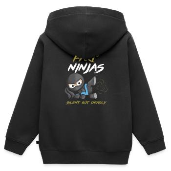 Drôle de Pet Ninja Silet Mais Ninja Mortel Samouraï - Sweat Premium à capuche zippé enfant bio - noir - Dos - AI Model Kid Male (0cm)