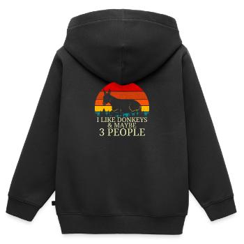 Esel - Kinder Premium Organic Zip Hoodie - Schwarz - Hinten - AI Model Kid Male (0cm)