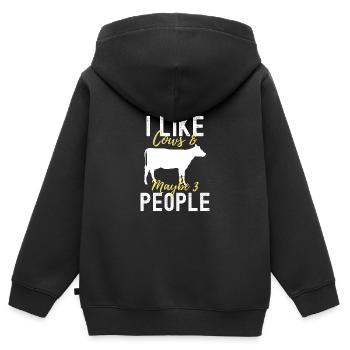 Kuh - Kinder Premium Organic Zip Hoodie - Schwarz - Hinten - AI Model Kid Male (0cm)