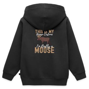 Elch - Kinder Premium Organic Zip Hoodie - Schwarz - Hinten - AI Model Kid Male (0cm)