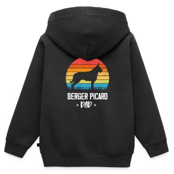 Berger de Picardie - Berger Picard - Sweat Premium à capuche zippé enfant bio - noir - Dos - AI Model Kid Male (0cm)
