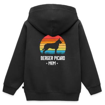Berger de Picardie - Berger Picard - Sweat Premium à capuche zippé enfant bio - noir - Dos - AI Model Kid Male (0cm)