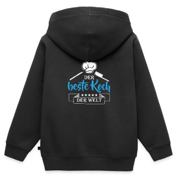 Koch kochen braten Küche Spruch der Welt - Kinder Premium Organic Zip Hoodie - Schwarz - Hinten - AI Model Kid Male (0cm)