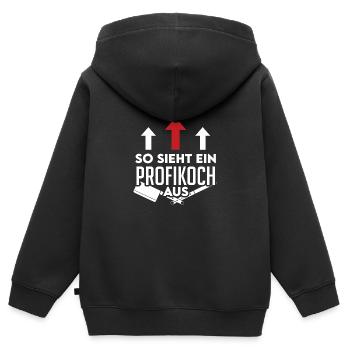 Profikoch Koch kochen braten Küche Spruch - Kinder Premium Organic Zip Hoodie - Schwarz - Hinten - AI Model Kid Male (0cm)
