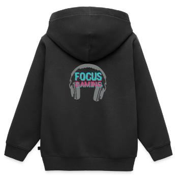 Focus gaming - Kids Premium Organic Zip-up Hoodie - black - Back - AI Model Kid Male (0cm)