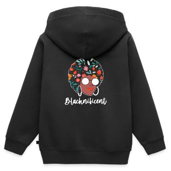 Afro Latina - Kinder Premium Organic Zip Hoodie - Schwarz - Hinten - AI Model Kid Male (0cm)