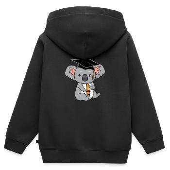 Koala mit Diplom - Kinder Premium Organic Zip Hoodie - Schwarz - Hinten - AI Model Kid Male (0cm)
