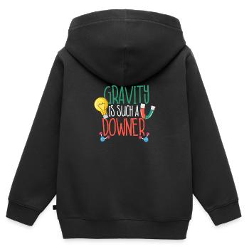 Gravity Is Such A Downer - Kids Premium Organic Zip-up Hoodie - black - Back - AI Model Kid Male (0cm)