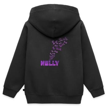 Spaß Nelly - Kinder Premium Organic Zip Hoodie - Schwarz - Hinten - AI Model Kid Male (0cm)