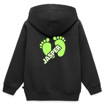Fußabdruck Jasper - Kinder Premium Organic Zip Hoodie - Schwarz - Hinten - AI Model Kid Male (0cm)