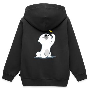 Niedlicher Trickfilm Eisbärbaby Cheerful Madness!! - Kinder Premium Organic Zip Hoodie - Schwarz - Hinten - AI Model Kid Male (0cm)