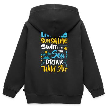 Lebe Im Sonnenschein Schwimmen Im Meer Wildluft - Kinder Premium Organic Zip Hoodie - Schwarz - Hinten - AI Model Kid Male (0cm)