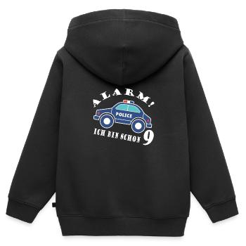 Alarm ich bin schon 9 Polizei - Kinder Premium Organic Zip Hoodie - Schwarz - Hinten - AI Model Kid Male (0cm)