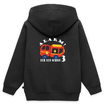 Alarm ich bin schon 3 Feuerwehr - Kinder Premium Organic Zip Hoodie - Schwarz - Hinten - AI Model Kid Male (0cm)