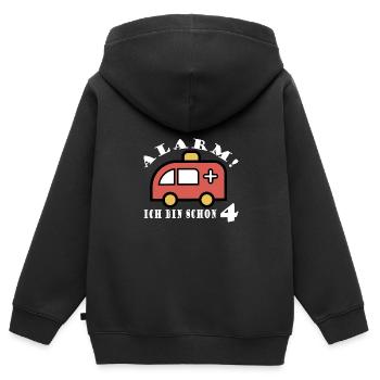 Alarm ich bin schon 4 Krankenwagen - Kinder Premium Organic Zip Hoodie - Schwarz - Hinten - AI Model Kid Male (0cm)
