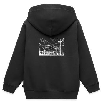puissance pôle - Sweat Premium à capuche zippé enfant bio - noir - Dos - AI Model Kid Male (0cm)