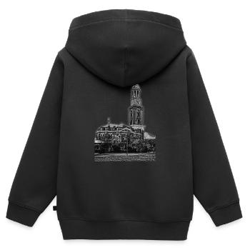 Un hamburger - Sweat Premium à capuche zippé enfant bio - noir - Dos - AI Model Kid Male (0cm)