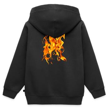 Feuer - Kinder Premium Organic Zip Hoodie - Schwarz - Hinten - AI Model Kid Male (0cm)