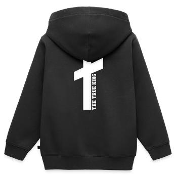 Der wahre König - Kinder Premium Organic Zip Hoodie - Schwarz - Hinten - AI Model Kid Male (0cm)