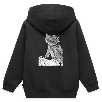 Bartagamen die Echse - Kinder Premium Organic Zip Hoodie - Schwarz - Hinten - AI Model Kid Male (0cm)