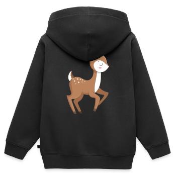 Reh Rehkitz - Kinder Premium Organic Zip Hoodie - Schwarz - Hinten - AI Model Kid Male (0cm)