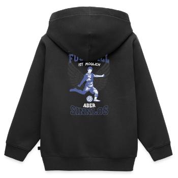 Fußball Leben sinnlos - Geschenk - Kinder Premium Organic Zip Hoodie - Schwarz - Hinten - AI Model Kid Male (0cm)